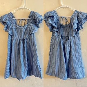Urban Outfitters Blue & White Striped Open Back Mini Dress Medium